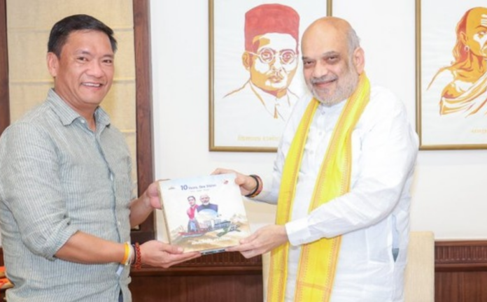 Khandu has presented the state’s 10-year progress report to Union Home Minister Amit Shah